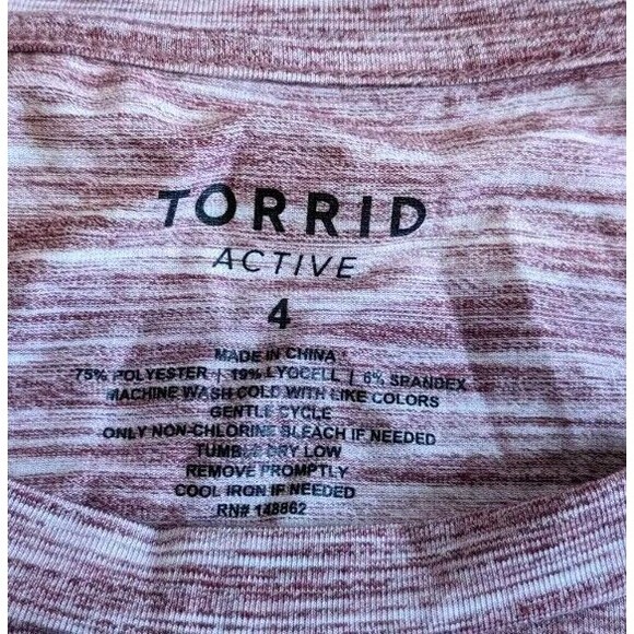 NWT New Torrid Scoop Neck Active Tank Top Space Dye Burgundy 4 4X - Picture 2 of 8